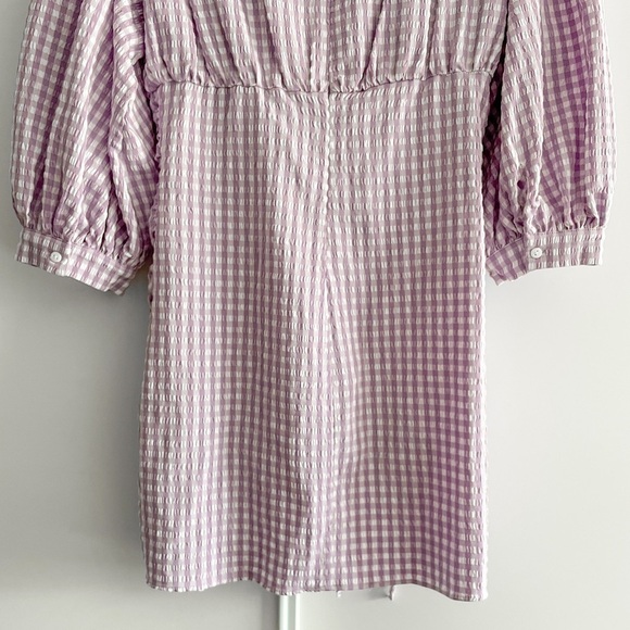 ZARA Blogger Lilac Gingham Ruched Mini Dress - Picture 14 of 16
